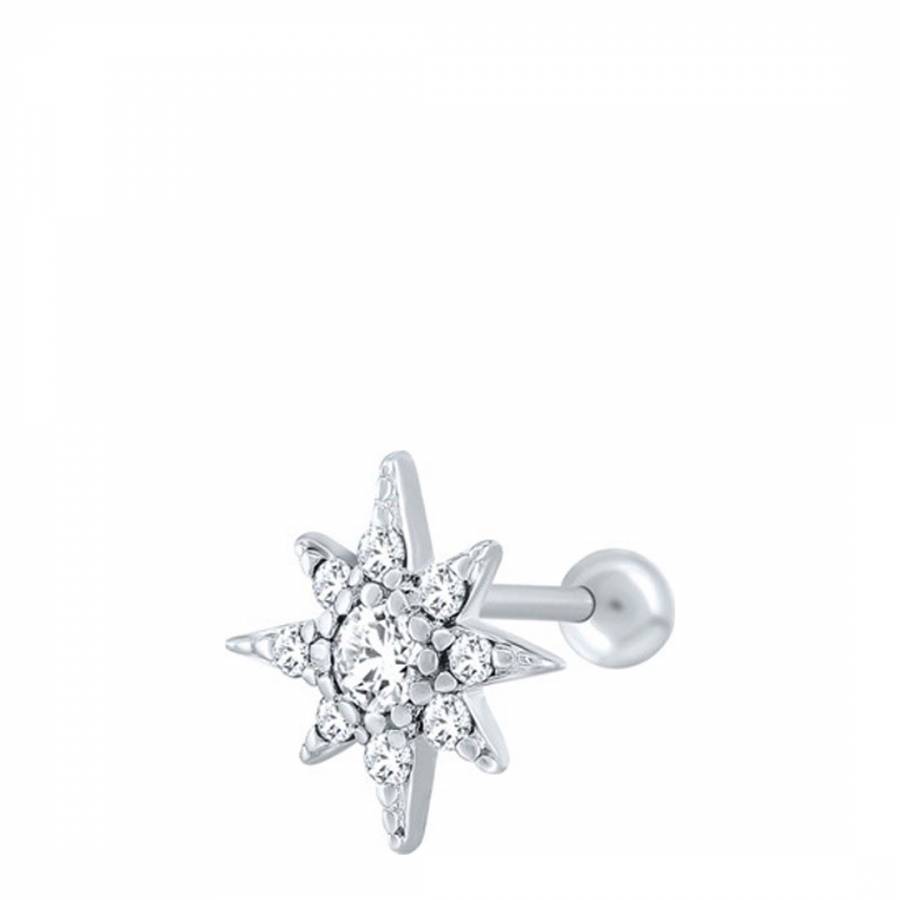 Silver Diamond Star Earrings