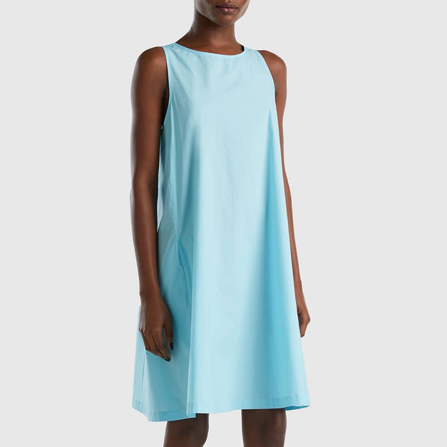 Blue Sleeveless Cotton Dress