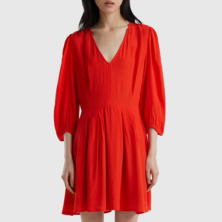 Red V Neck Mini Dress