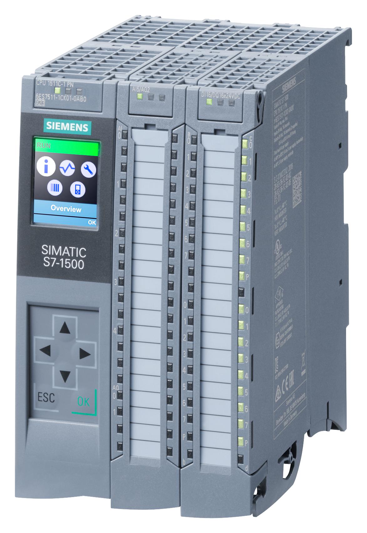 Siemens 6Es7511-1Ck01-0Ab0. Processor/24Vdc/175Kb/5Ai/2Ao, 16Di/16Do