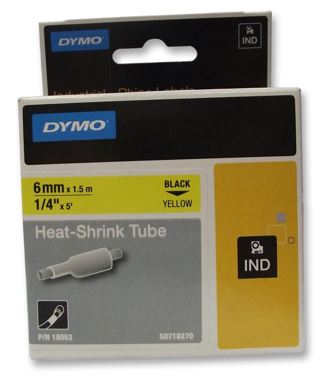 Dymo 18052 Tubing, Heat Shrink, 6mm x 1.5M, Yl