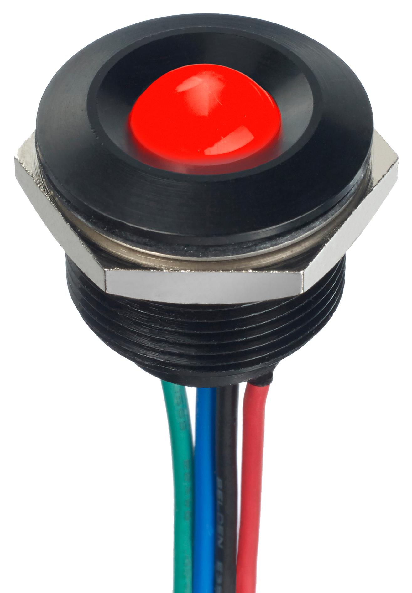 APEM Q19P5Bzzrgb12Eca Panel Indicator, Rgb, 19mm, 12Vdc