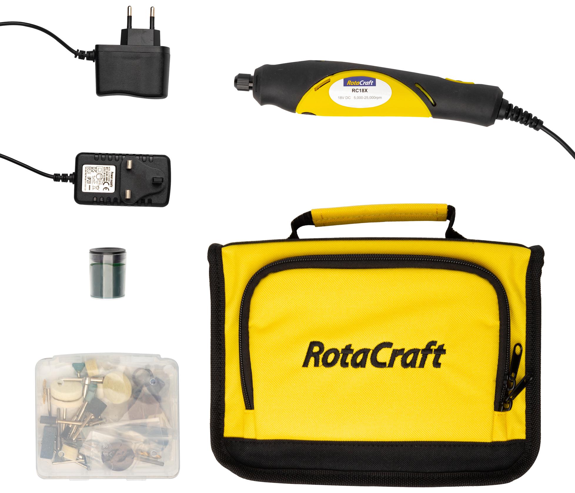 Rotacraft Rc18X Mini Rotary Tool Kit, 25000Rpm, 230Vac