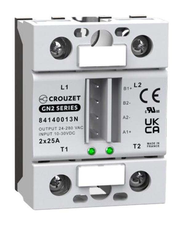 Crouzet 84140800N. Solid State Relay, 25A, 24-280Vac, Panel