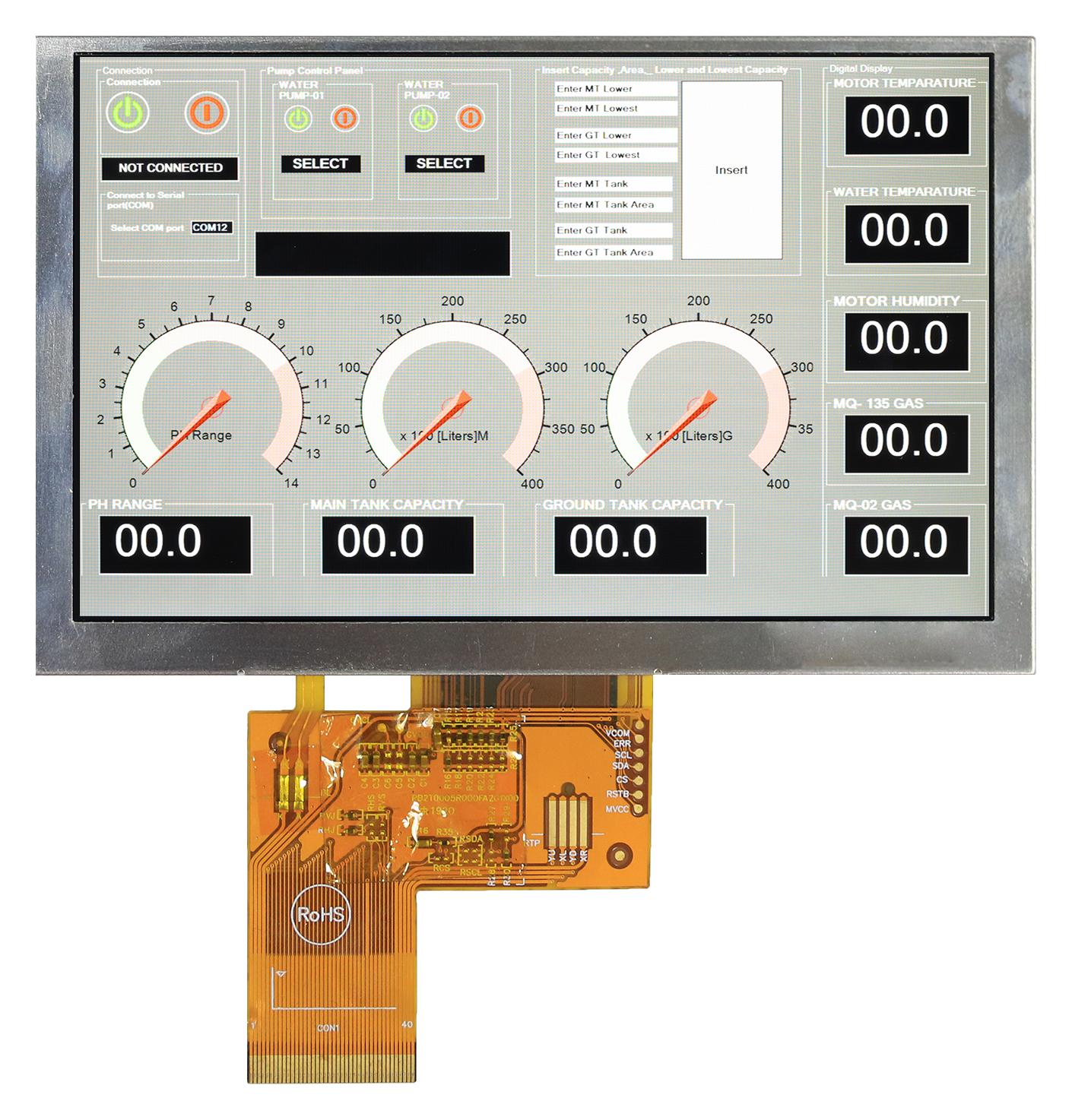 Midas Displays Mdt0500D6Isr-Rgb Lcd Tft Display, 5