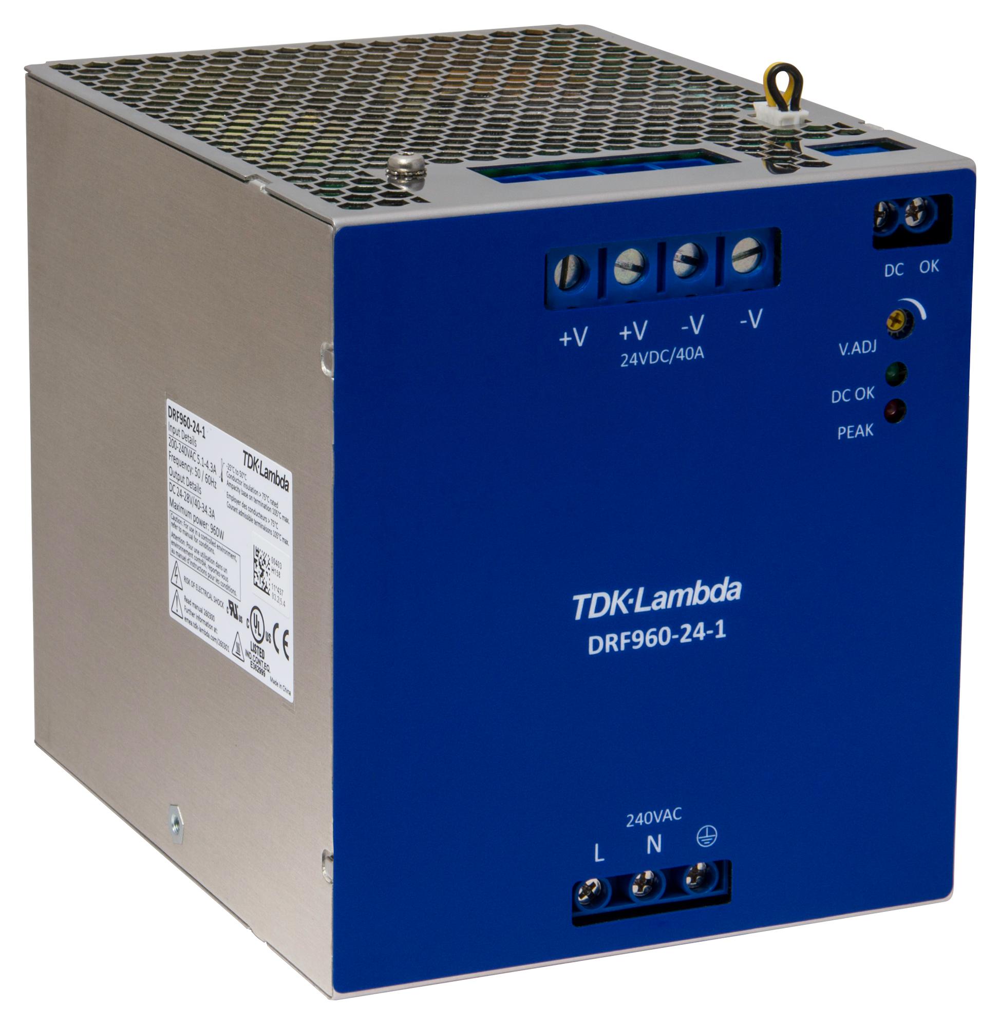 TDK-Lambda Drf960-24-1 Power Supply, Ac-Dc, 24V, 40A