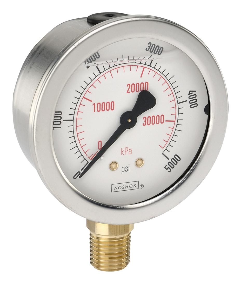 Noshok 25-901-5000-Psi/bar Pressure Gauge, 5000Psi