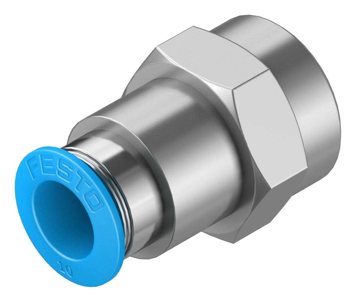 Festo Qsf-3/8-10-B Push-In Fitting, 10mm, G3/8, 17.5mm