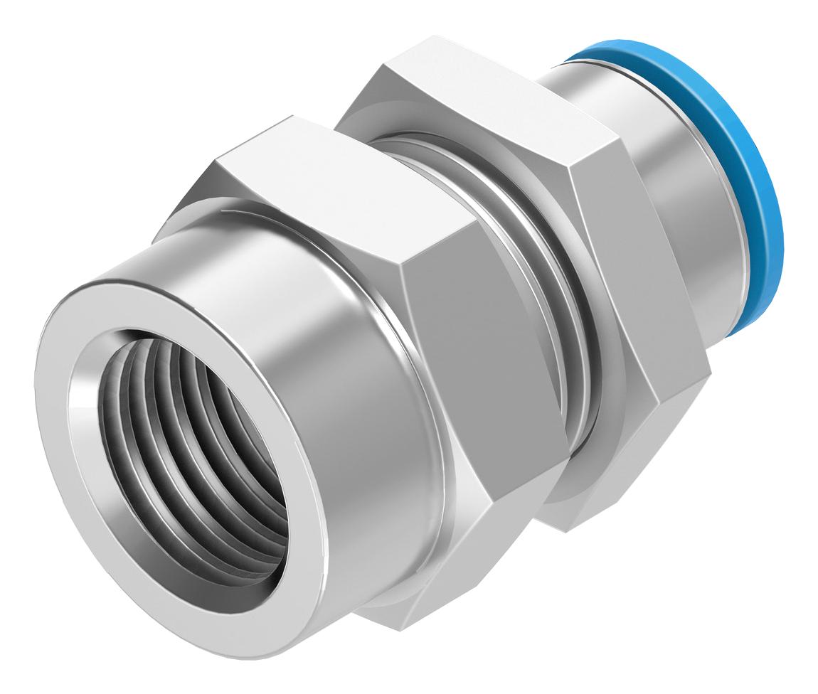 Festo Qssf-1/4-8-B Push-In Bulkhead Fitting, 8mm, G1/4