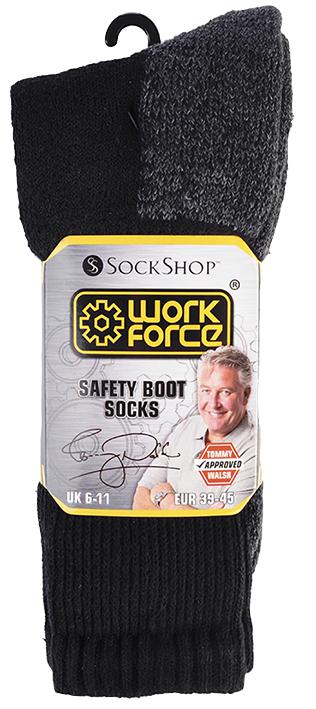 Work Force Wfh0089 Blkg Work Boot Socks, Black, 4-8 (Pk3)