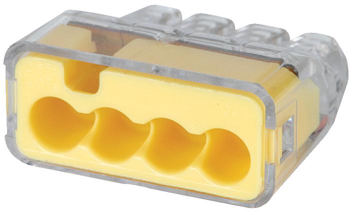 Ideal 30-1034-40 Push In Connectors, 4P, Yellow, 40Pk