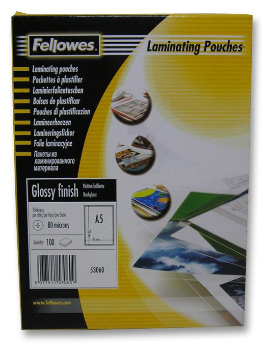 Fellowes 53060 A5 Pouches - 80 Micron Technology, Pk100