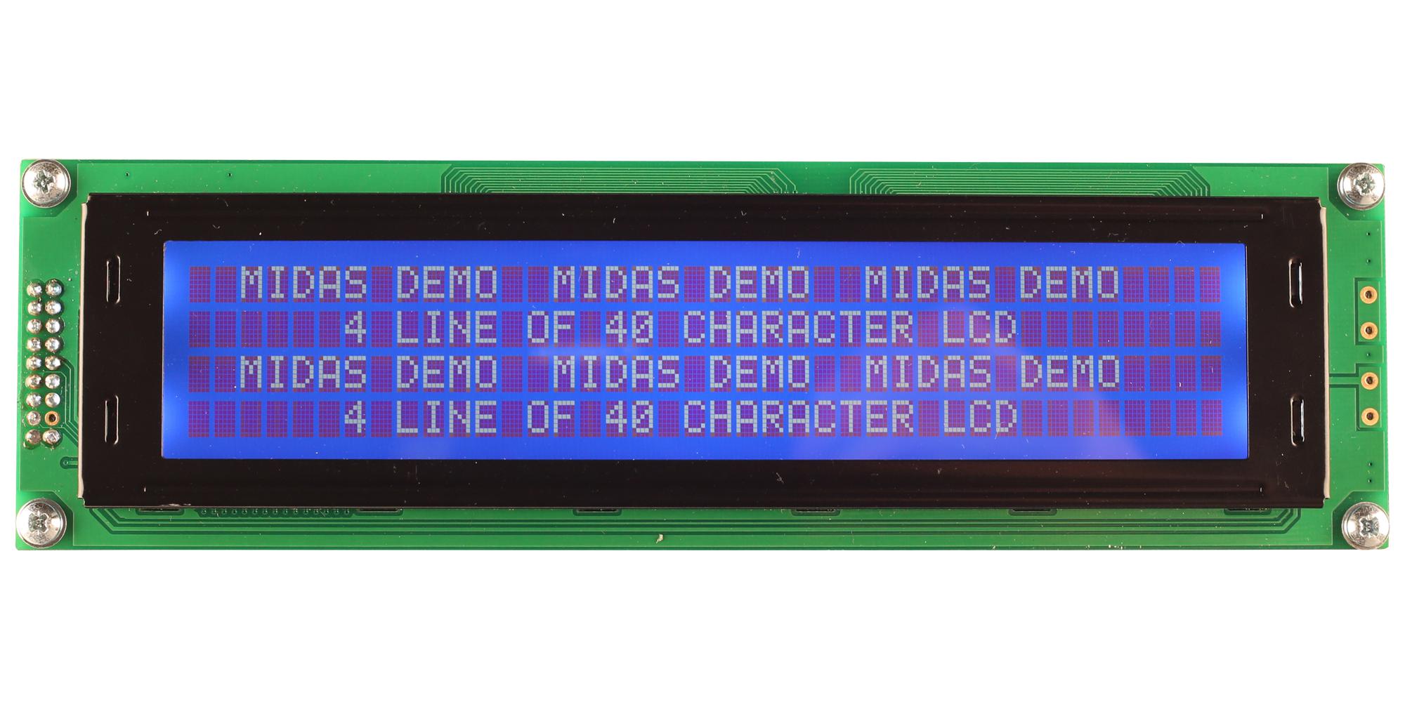 Midas Displays Mc44005A6W-Bnmlws-V2 Lcd Module, 40 X 4, Cob, 4.89mm, Blu Stn
