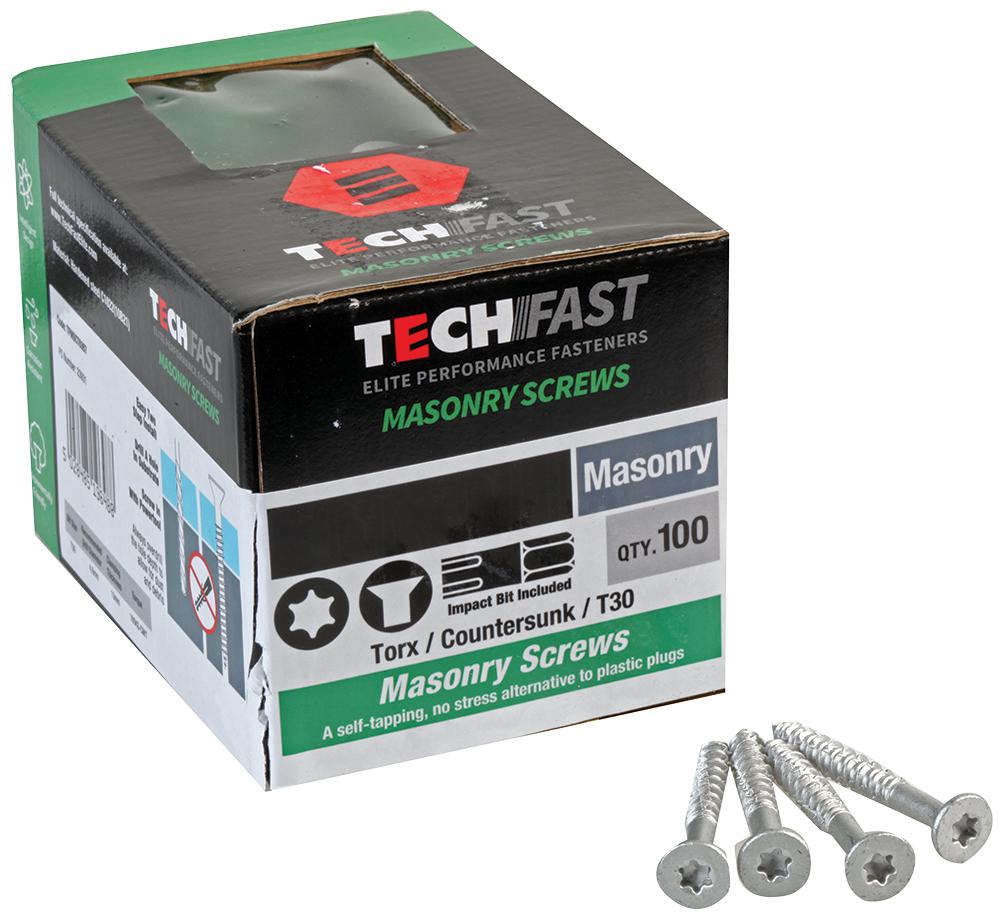 Techfast Tfmsct6357 Masonry Screw Countersunk 6.3X57mm Pk100