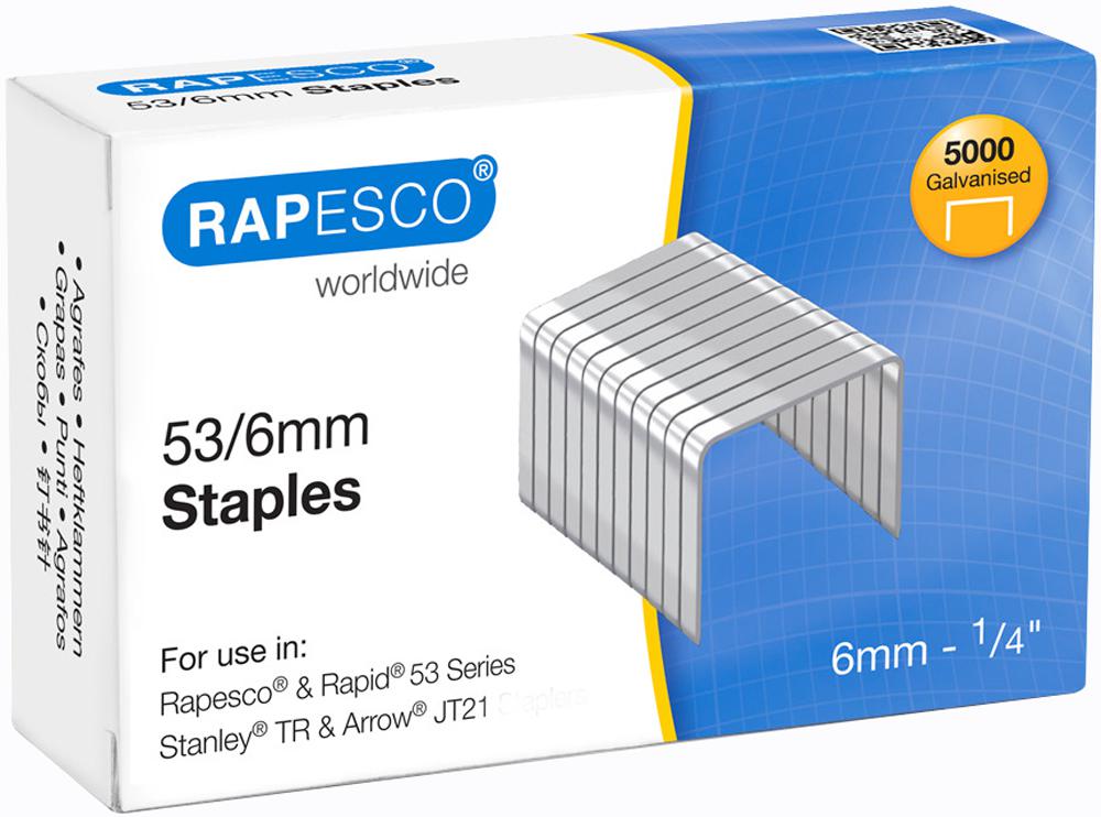 Rapesco 0749 Staples, 53/6mm (Box Of 5000)