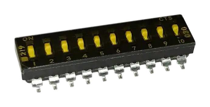 Cts 219-10Mst Dip Switch, 0.1A, 50Vdc, 10Pos, Smd