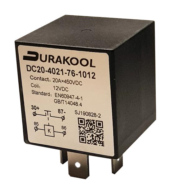 Durakool Dc20-4021-76-1012 Power Relay, Spst-No-Dm, 20A, 12Vdc