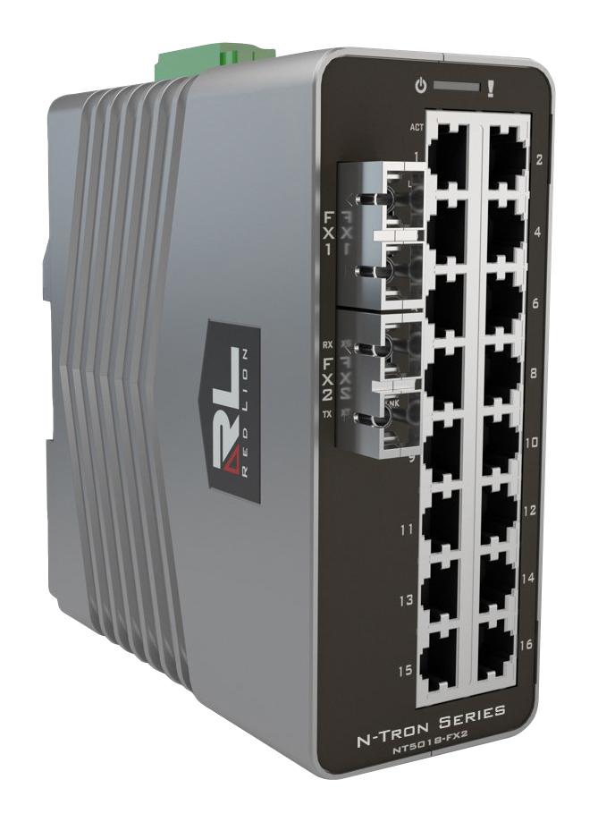 Red Lion Controls Nt-5018-Fx2-Sc40 Ethernet Switch, Vdc, 18 Port, 40Km