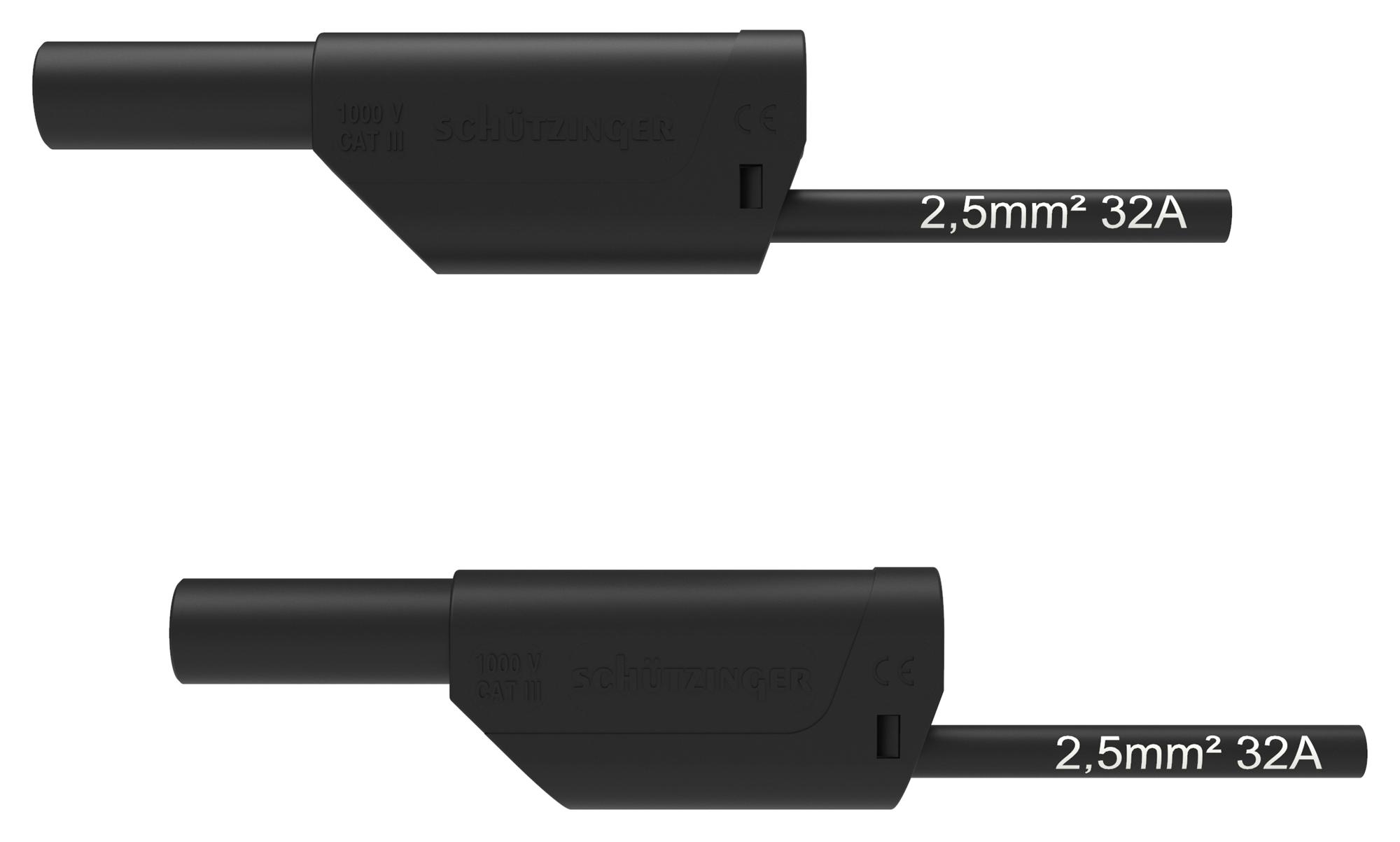 Schutzinger Di Vsfk 8700 / 2.5 / 200 / Sw 4mm Banana Plug-Sq, Shrouded, Black, 2M