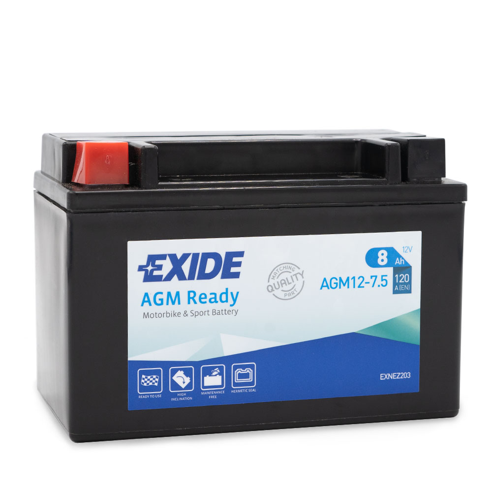 Exide AGM 12-7.5 Maintenance free Motorcycle Battery Size