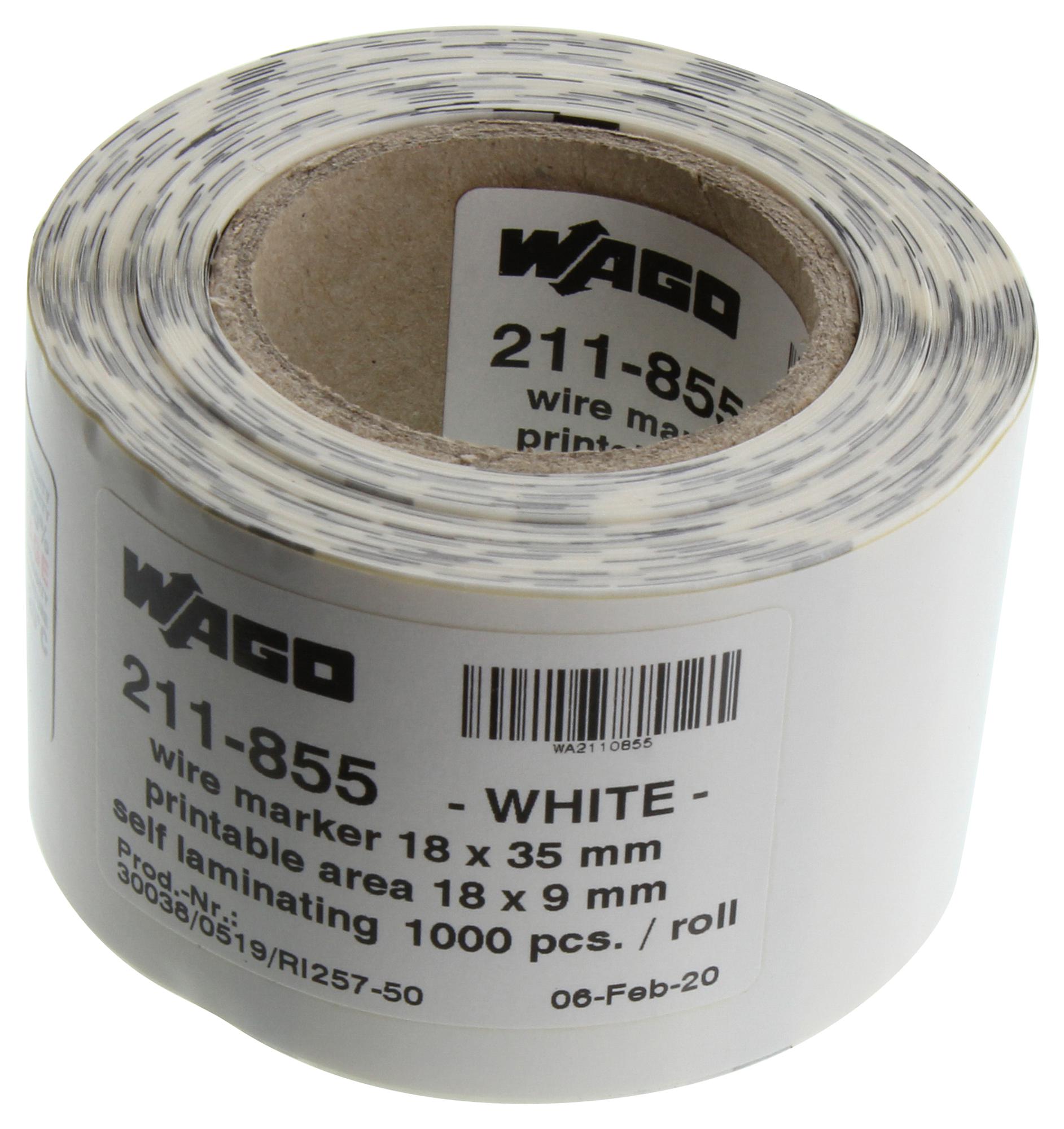 WAGO 211-855 Label, 18 X 9mm, Pvc, White