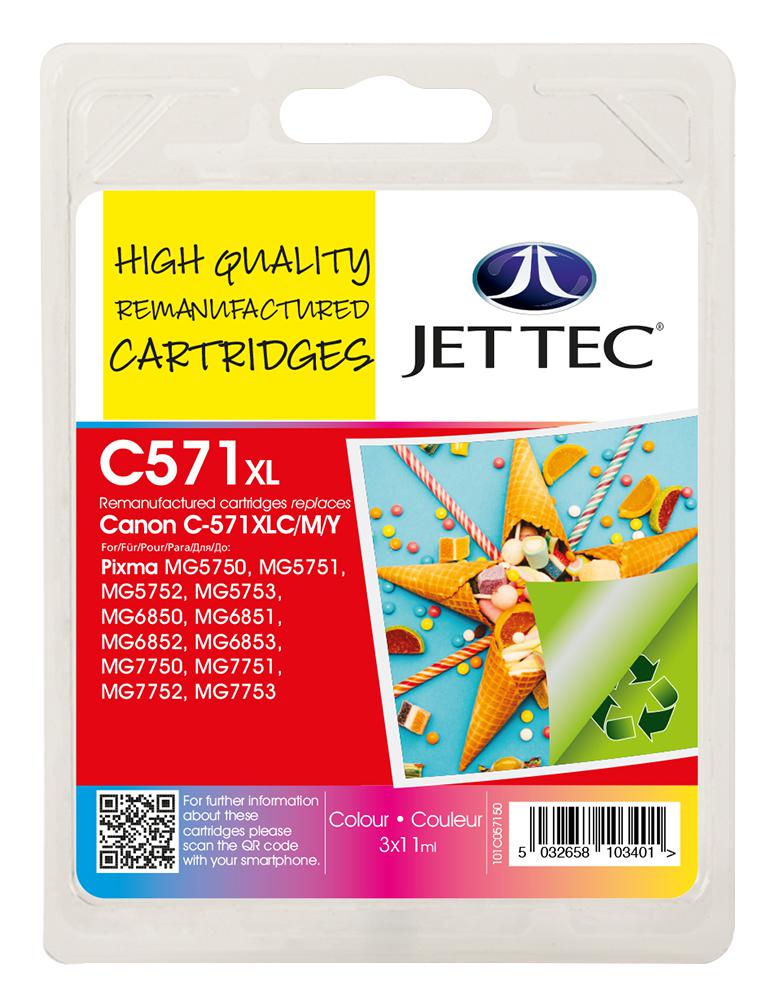 Jet Tec 101C057150 Ink Cart, Reman, Cli-571Xl Cmy Multipack
