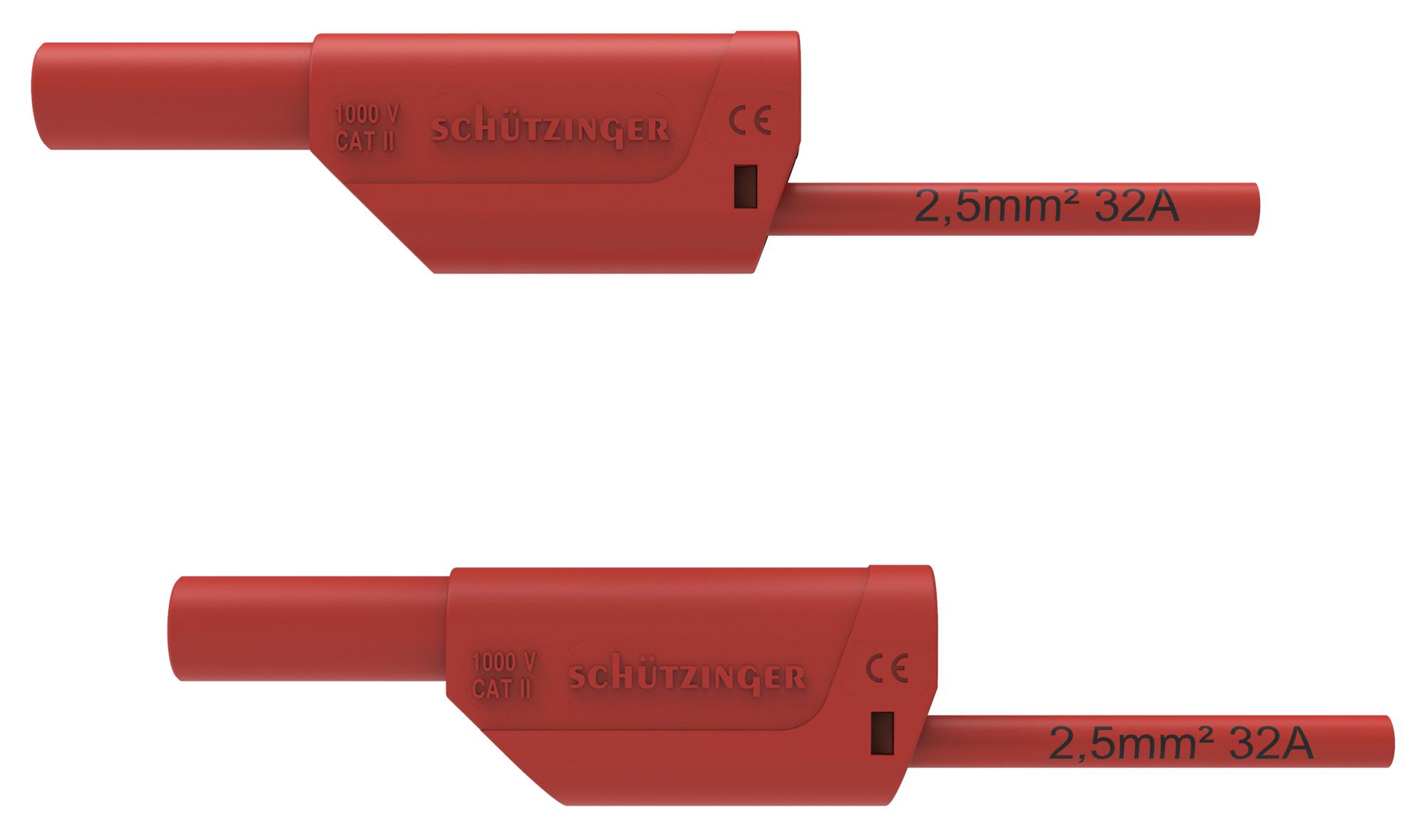 Schutzinger Di Vsfk 8500 / 2.5 / 50 / Rt 4mm Banana Plug-Sq, Shrouded, Red, 500mm