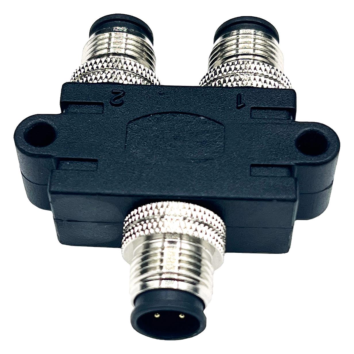 NorComp Y58-A05-Mffr001 Y Splitter Connector, 5P M12 Plug-2X5P Rcpt