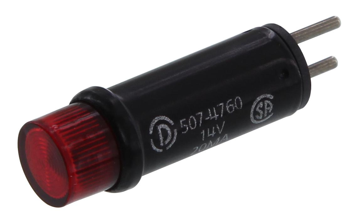 Dialight 507-4760-3331-500F Panel Mount Indicator, Led, 30.15mm, Red, 14V