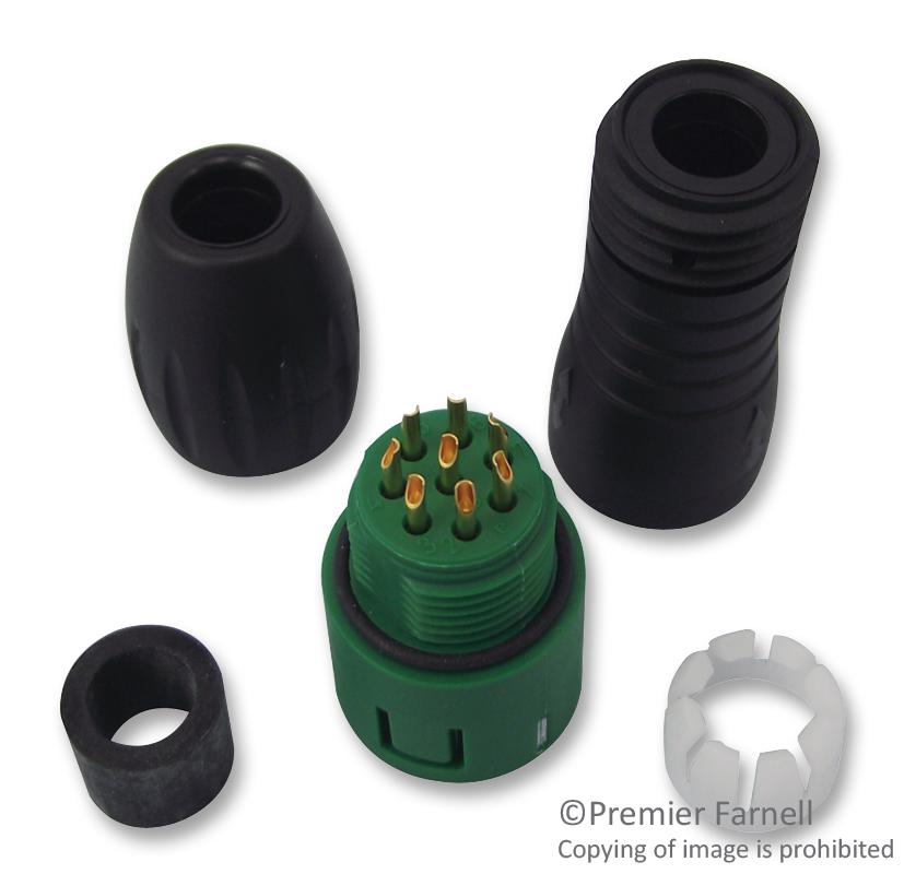 Binder 99-9125-70-08 Plug, Free, 4-6mm, Green, 8Way