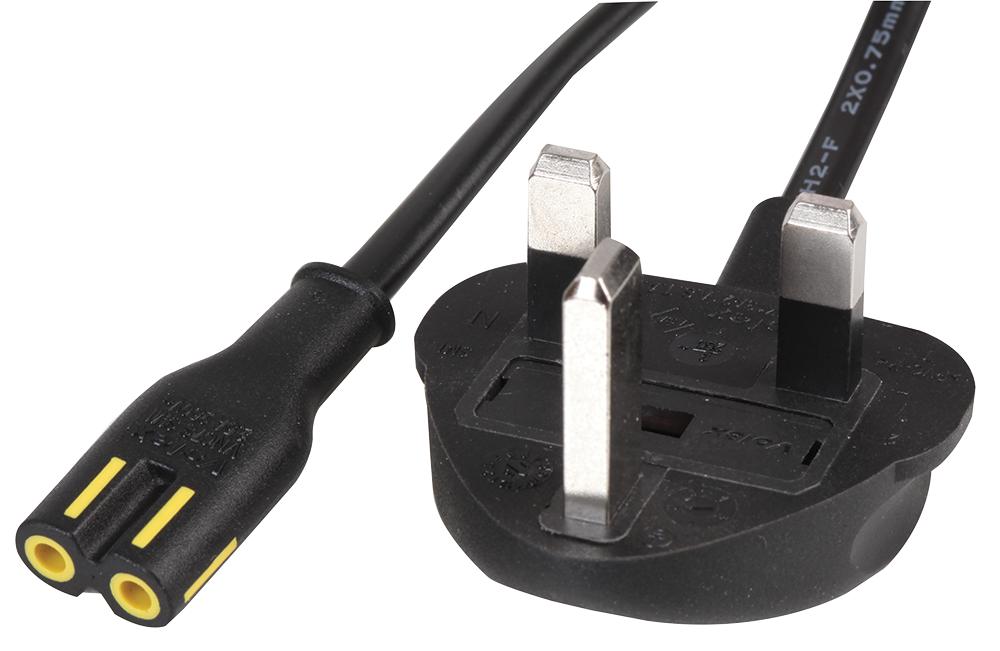 Volex 152610/3 Power Cord, Uk Plug To C7 Connector, 2M