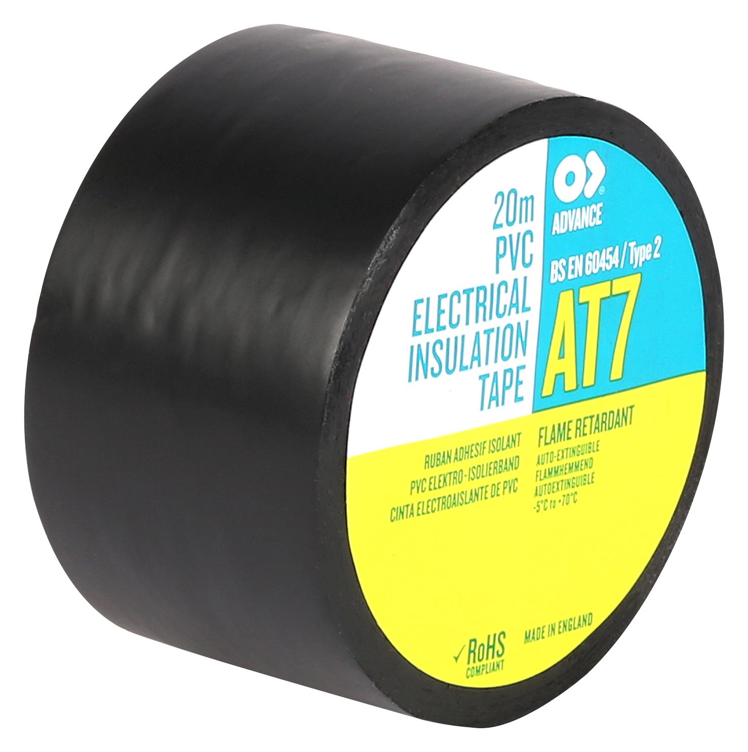 Advance Tapes At7 Black 20M X 38mm Electrical Insultape, Pvc, 20M X 38mm