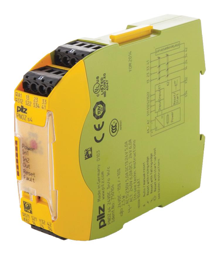 Pilz 750104 Relay, Safety, 3Pst-No, 240Vac, 6A