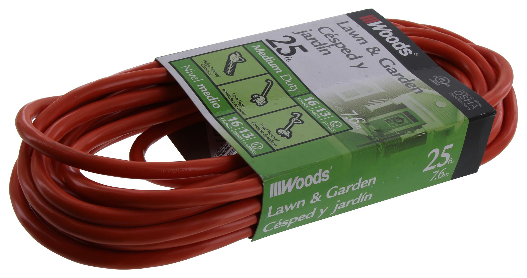 GC Electronics 267 Outdoor Extension Cord 25Ft, 13A, Orange