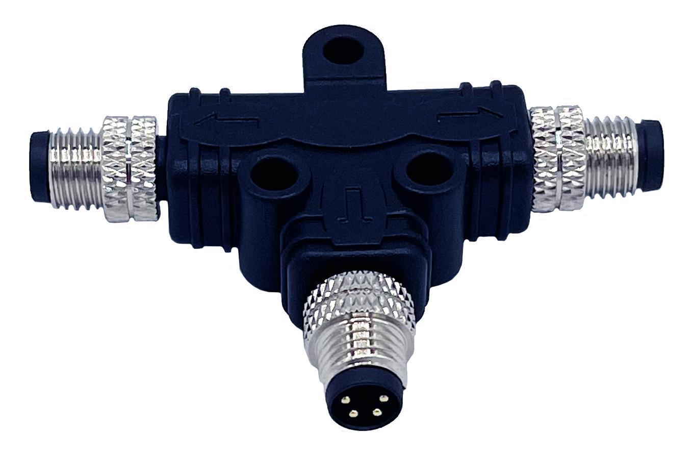 NorComp T54-A03-mmr001 T Splitter Connector, 3P M8 Plug-2X3P Plug