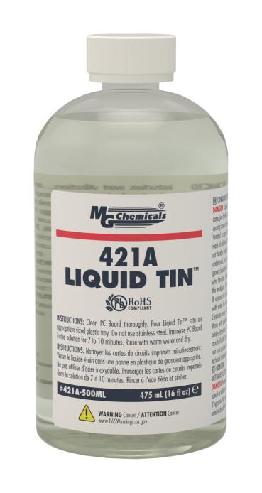 MG Chemicals 421A-500Ml Liquid Tin, Bottle, 500Ml, Clear Blue