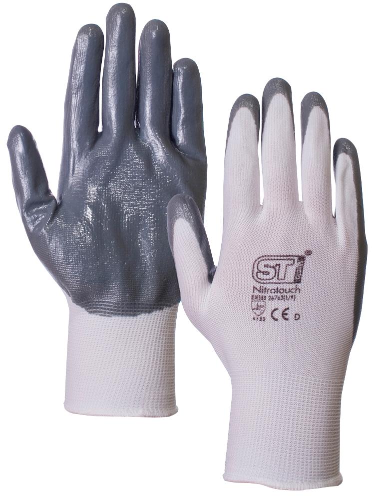 St 26761 Glove, NItrile Coated, Grey/white, S