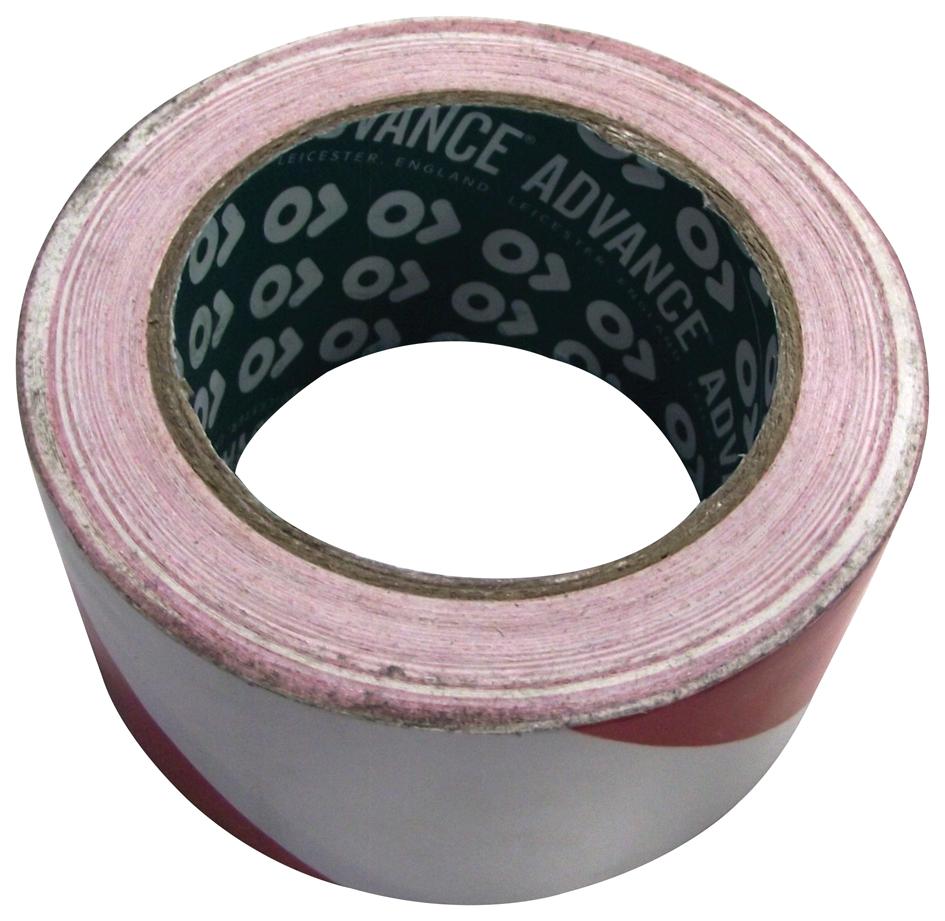 Advance Tapes At8H Red / White 33M X 50mm Warning Tape, Pvc, 33M X 50mm