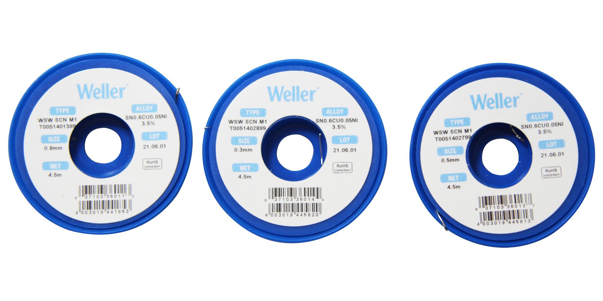 Weller T0051402999 Solder Wire, 99.3/0.6/0.05 Sn/cu/ni, 21G