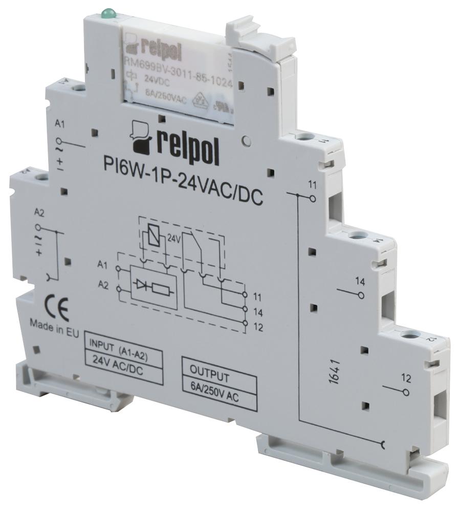 Relpol Pir6W-1P-24Vac/dc Interfacing Relay, 24V, 6A Output