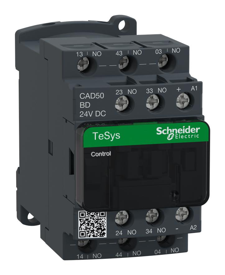 Schneider Electric Cad50Bd Relay, 5Pst-No, 600Vac, 10A