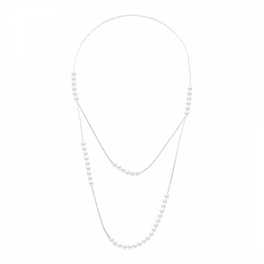 White Freshwater Pearl 5-6mm Double Long Necklace