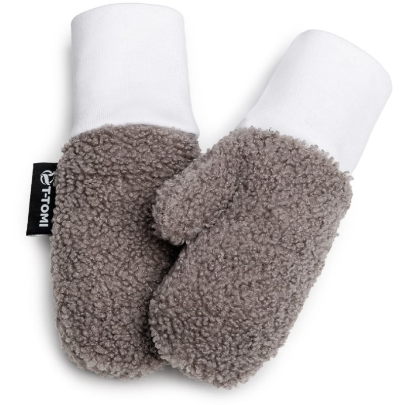 T-TOMI TEDDY Gloves Grey mitt for children from birth 0-6 months 1 pc