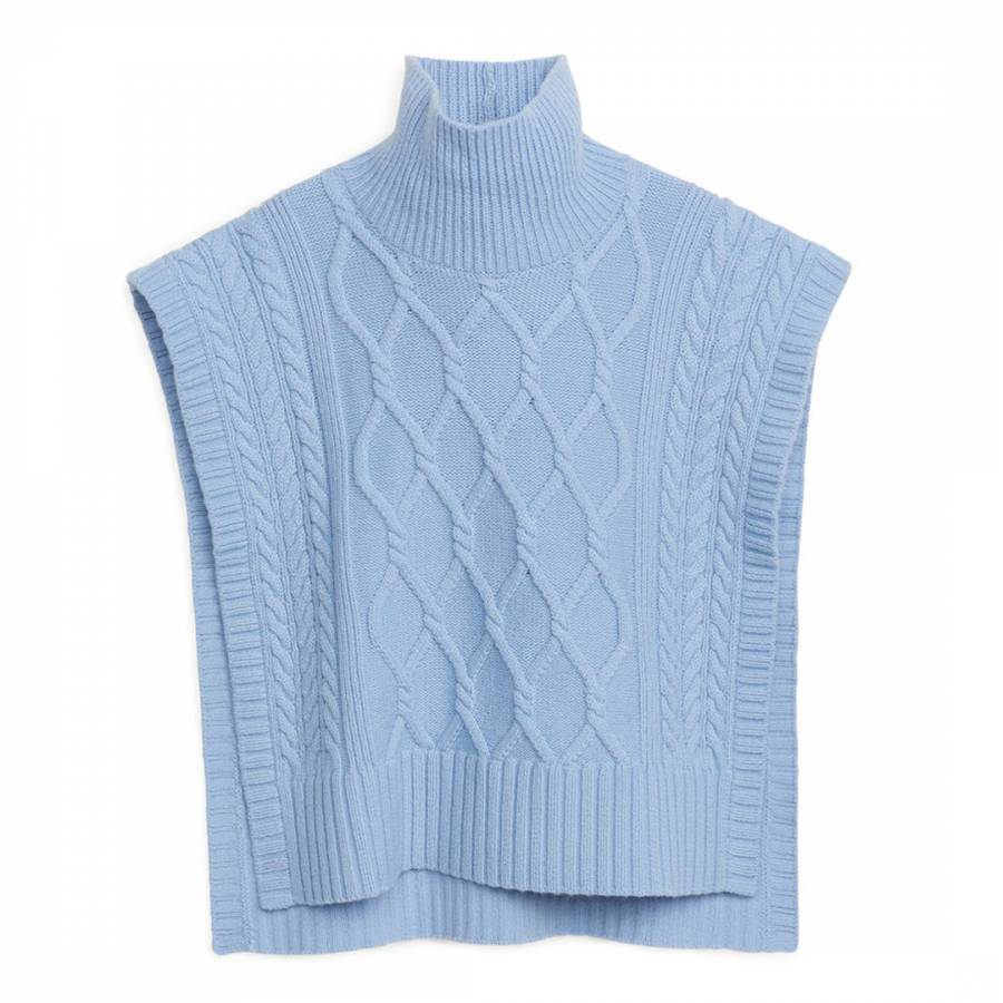 Light Blue Cable-Knit Wool Top
