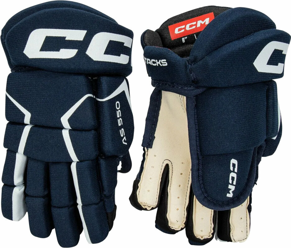CCM Tacks AS 550 YTH 8 Navy/White Hockey Gloves