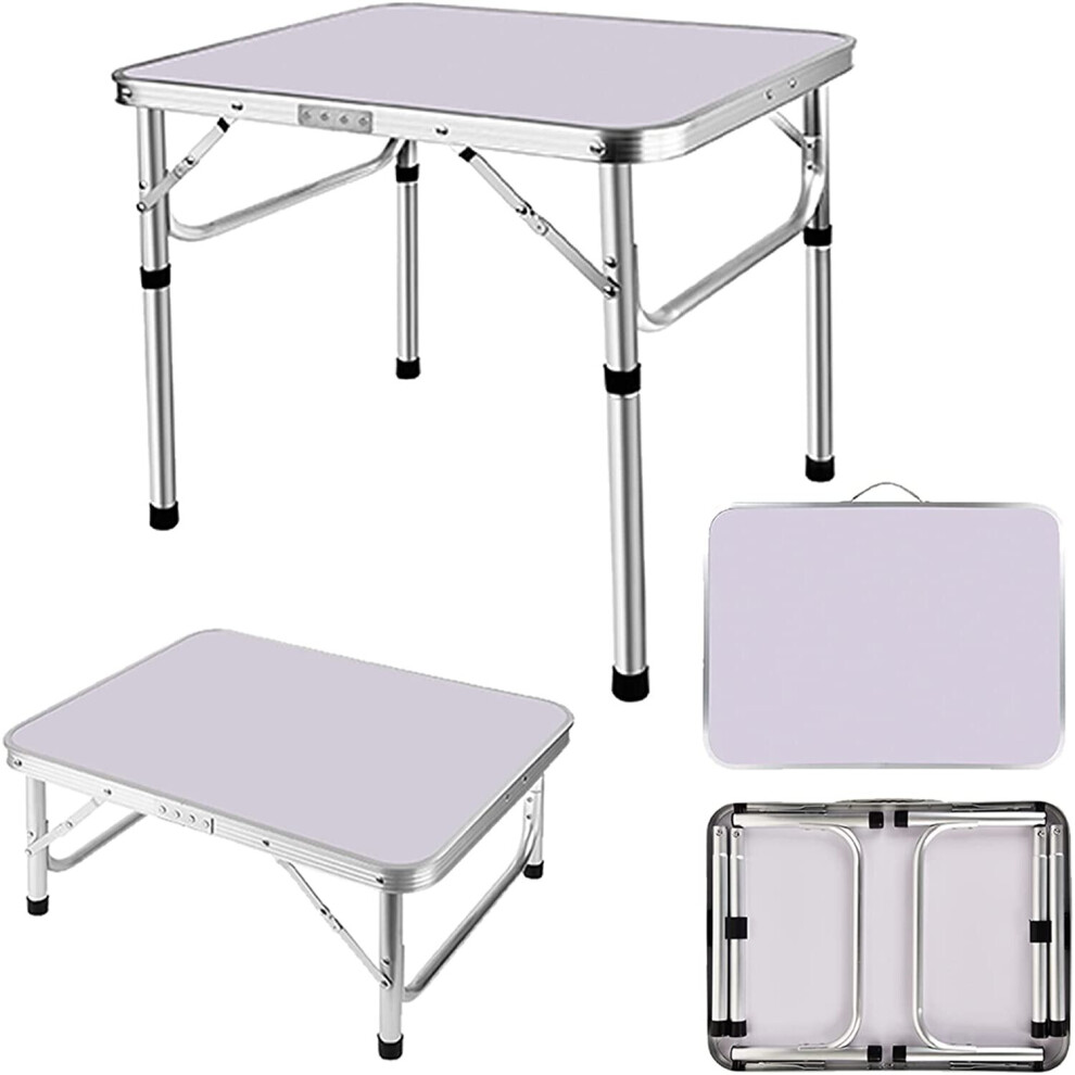 Side Table Small Folding TV Tray Table with 2 Adjustable Height, Coffee Table, Aluminium Snack Table Sofa End Table for Small Space, 2x1.5x1/2Ft