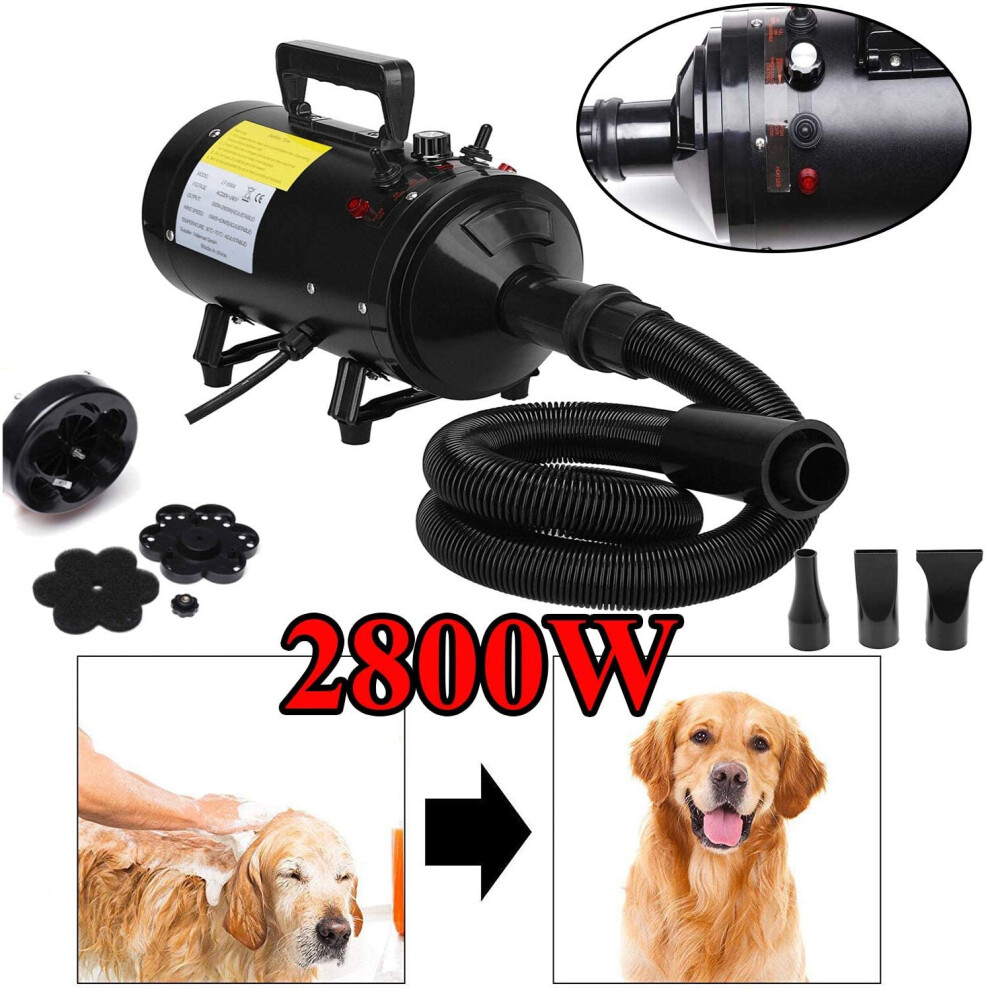 Dog Hair Dryer 2800W Variable Speed Cat Pet Grooming Blower Blaster