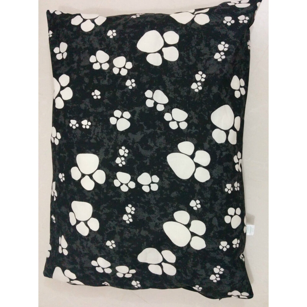 (Extra large Complete Bed(Cover+Cushion), Black paw) LARGE & Extra Large Dog Bed - Washable Zipped