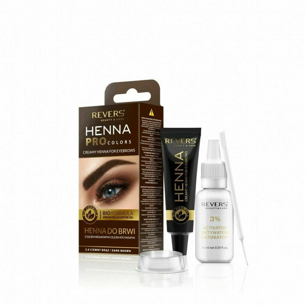 Revers Cosmetics Pro Colours Dark Brown Henna Eyebrow Kit
