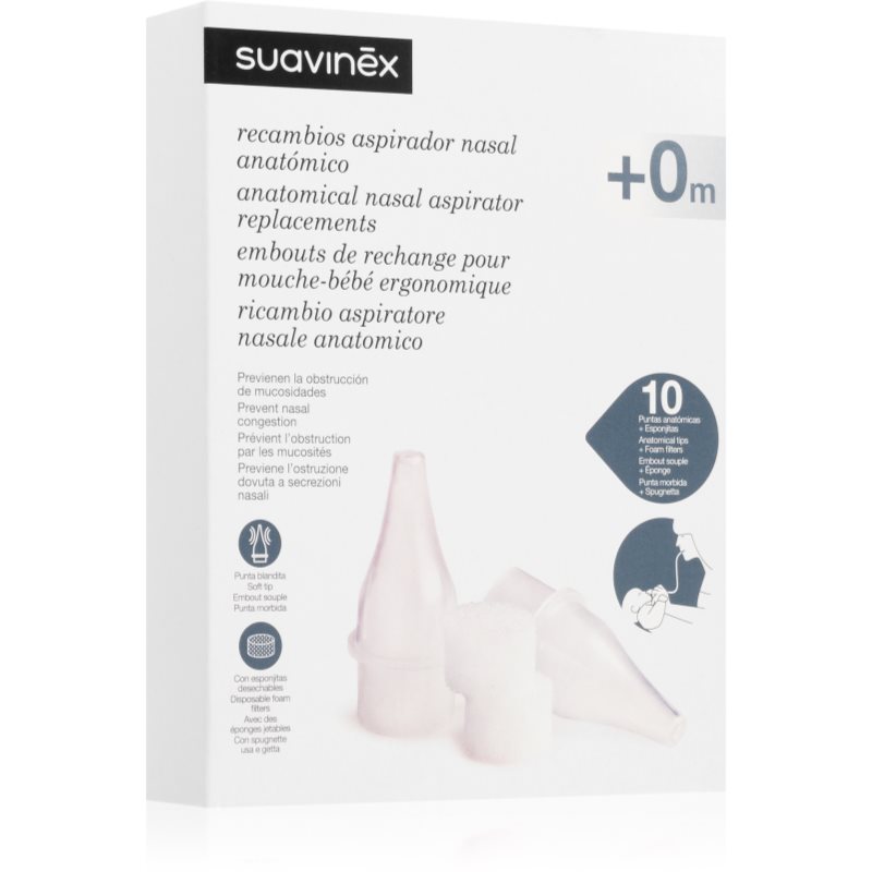 Suavinex Anatomical Nasal Aspirator Replacements spare suction cups for mucus extractor 12 pc